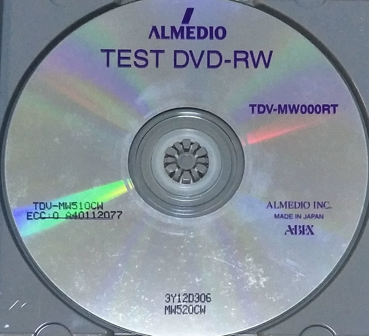 ABEX测试碟 TDV-MW513CW polarized core test disc DVD-RW format