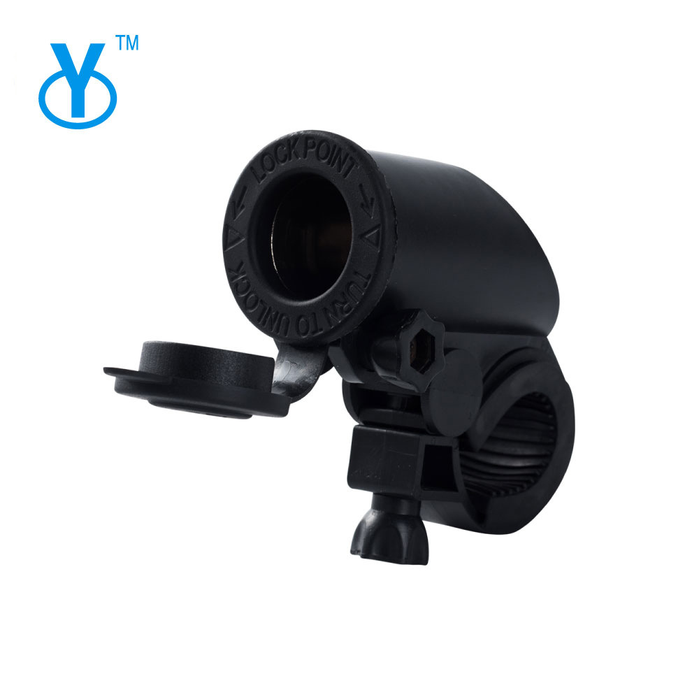 新版12-24V通用摩托车点烟器插座 120w 线长60cm 安装直径22