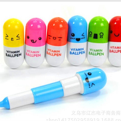 originality Stationery Cartoon the republic of korea Stationery lovely advertisement Pills pen capsule Flexibility ball pen wholesale