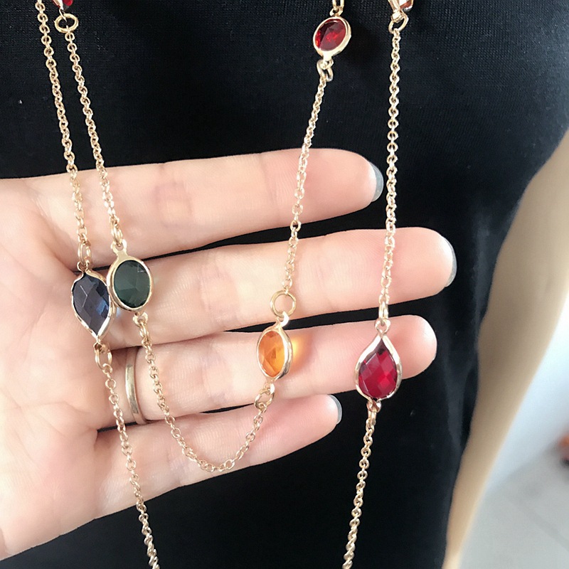 Color Resin Necklace Length Color Resin Beads Suit Necklace Sweater Chain display picture 2