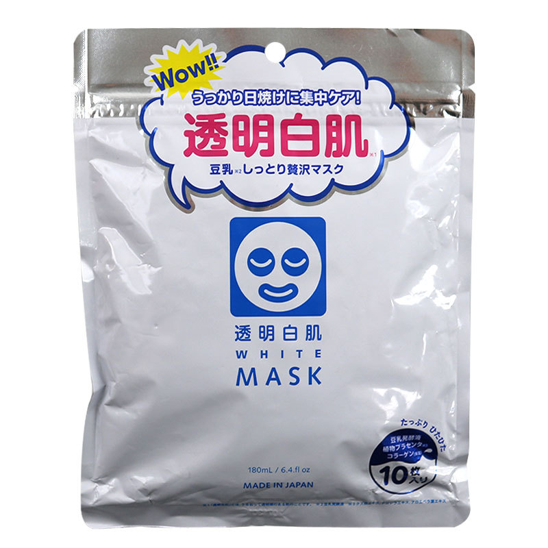 日本正品 石澤研究所透明白肌豆乳保濕補水曬後修復麵膜10片枚