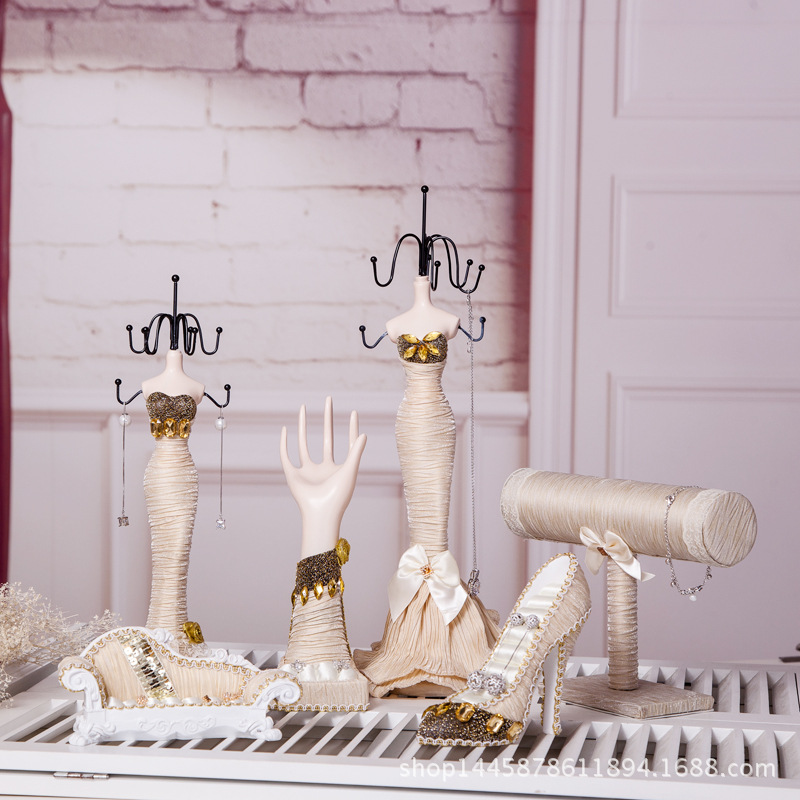 European Style Home Ornaments Princess Jewelry Rack Earrings Display Shelf Necklace Rack Earrings Storage Jewelry Display Props