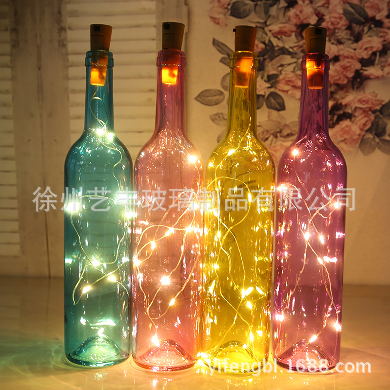 创意发光瓶 圣诞节发光红酒瓶 酒吧情调闪光灯玻璃酒瓶 许愿瓶