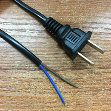 環保中規電源線3C認證兩芯扁插電源插頭線尾部剝皮上錫2芯線0.5平