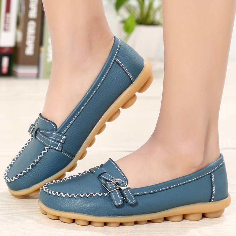 New Style Small White Shoes Casual Belt Flat Leather Women's Shoes