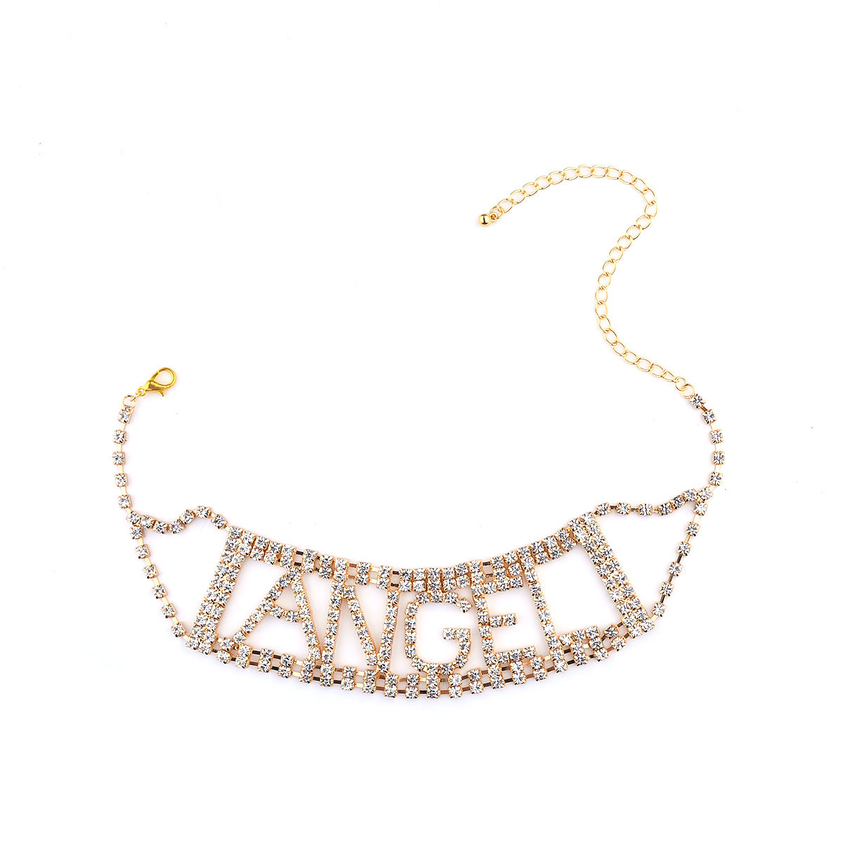 Punk Exaggerated Super Flash Necklace With Diamonds Lettering Thin Necklace Wholesale display picture 2