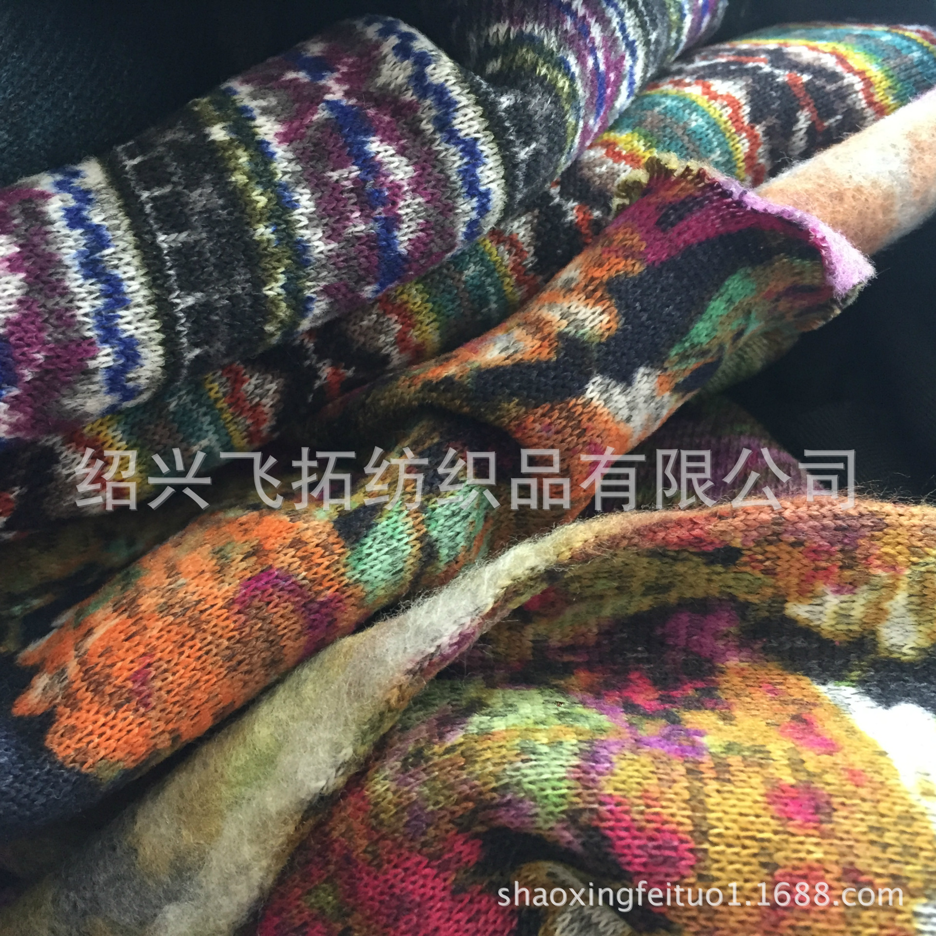 厂家直销针织全涤粗针印花卫衣绒布 高档印花麻灰单面绒