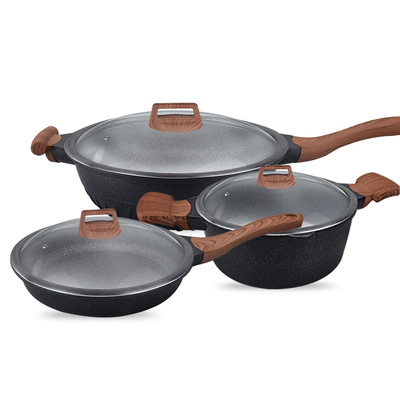 yetele韩国麦饭石炒锅可铁铲不粘锅炒锅无涂层电磁炉燃气灶适用|ru