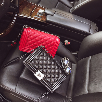 2020夏季韓版新款單肩斜挎女包個性菱格鏈條小香風時尚百搭小方包