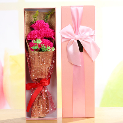5朵仿真康乃馨香皂花束礼盒 创意母亲节情人节礼品生日礼物批发|ru
