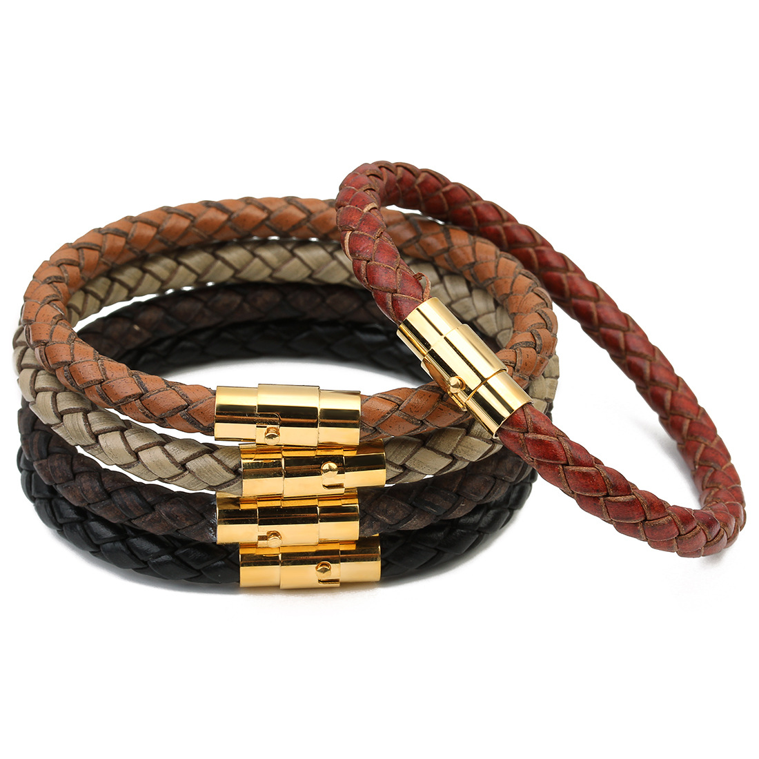 Men's Leather Braided Bracelet