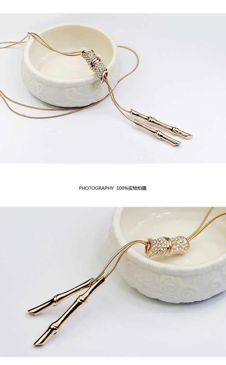 Jewelry Diamond Crystal Bamboo Sweater Chain Autumn And Winter Long Necklace display picture 1