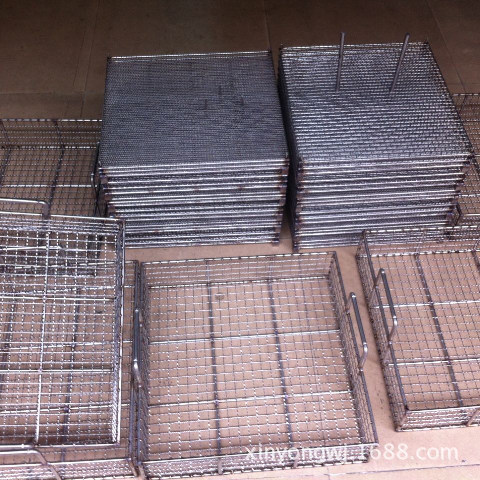 新永厂家专业各类清洗篮 网格清洗架 不锈钢吊篮 包胶