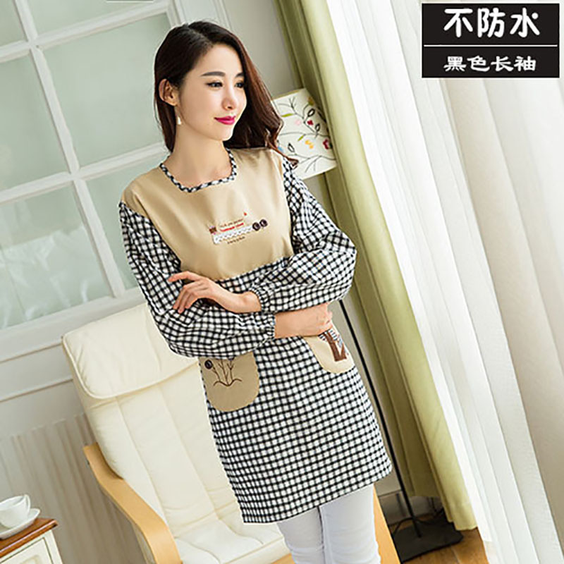 Cocina cocina delantal de algodón puro coreano moda adulto mono manga larga delantal impermeable a prueba de aceite anti-vestidor mujeres