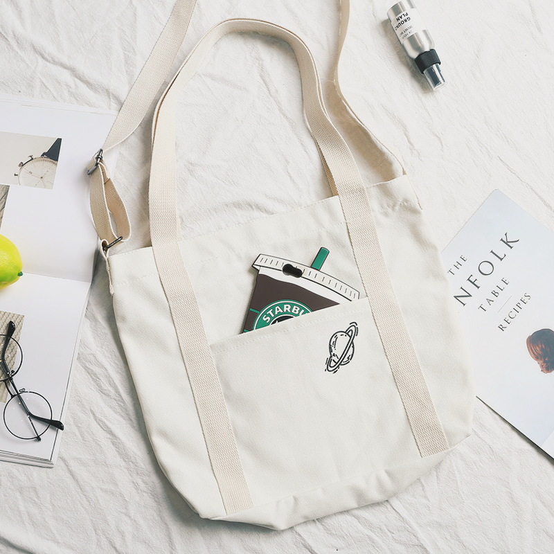 Xiaoqing bolsa de lona artística de doble uso crossbody bolsa de libro de estudiante Bolsa De mujer entrega de una pieza image 2