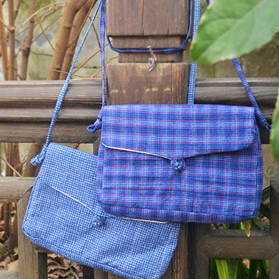 上海手織布粗布手工包包收納包夾棉橫款斜挎包單肩包