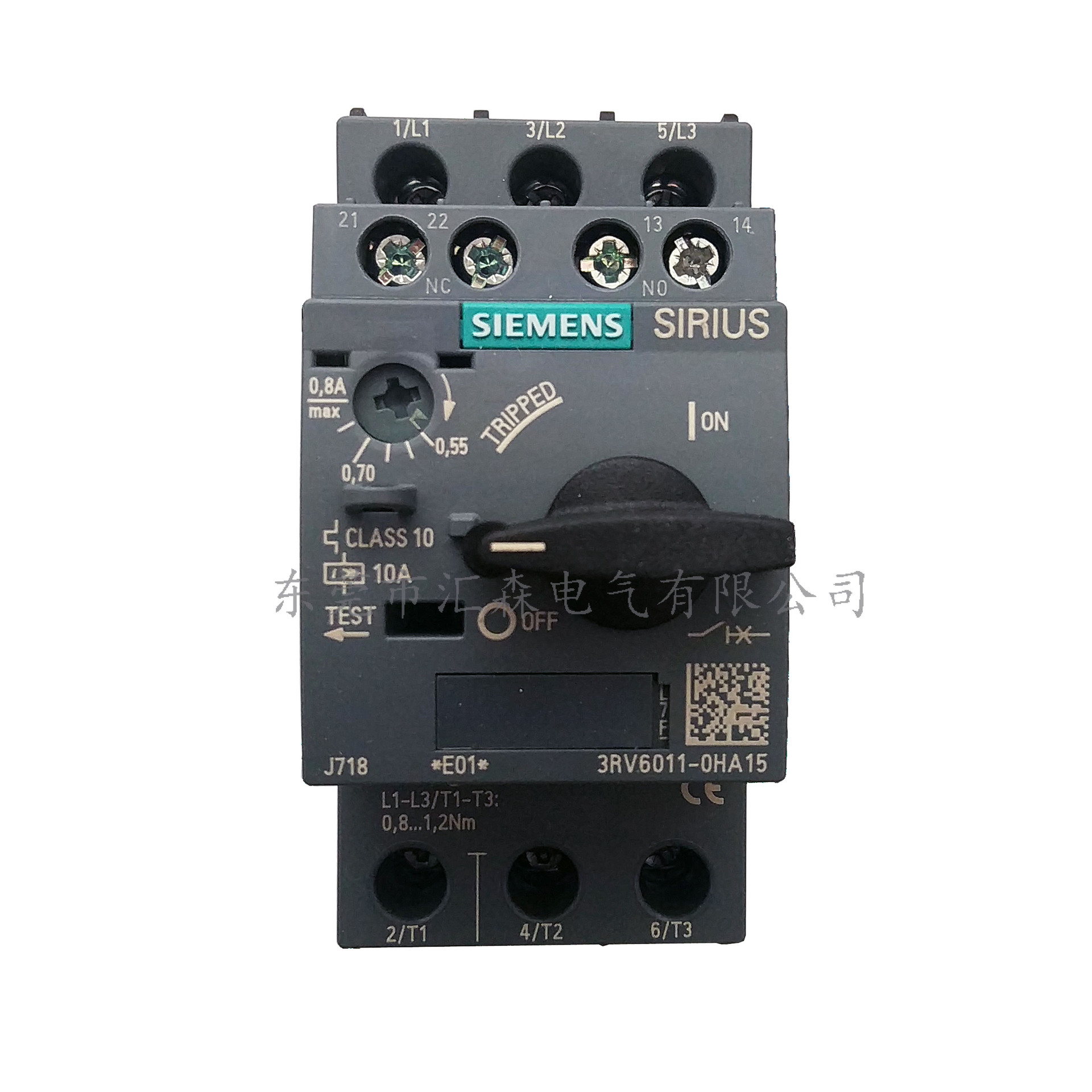 原装正品西门子3RV6011-0HA15马达保护断路器0.55-0.8A