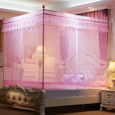 夏季新款宫廷蚊帐 钢丝方顶三开门蚊帐 加粗加高空调蚊帐批发
