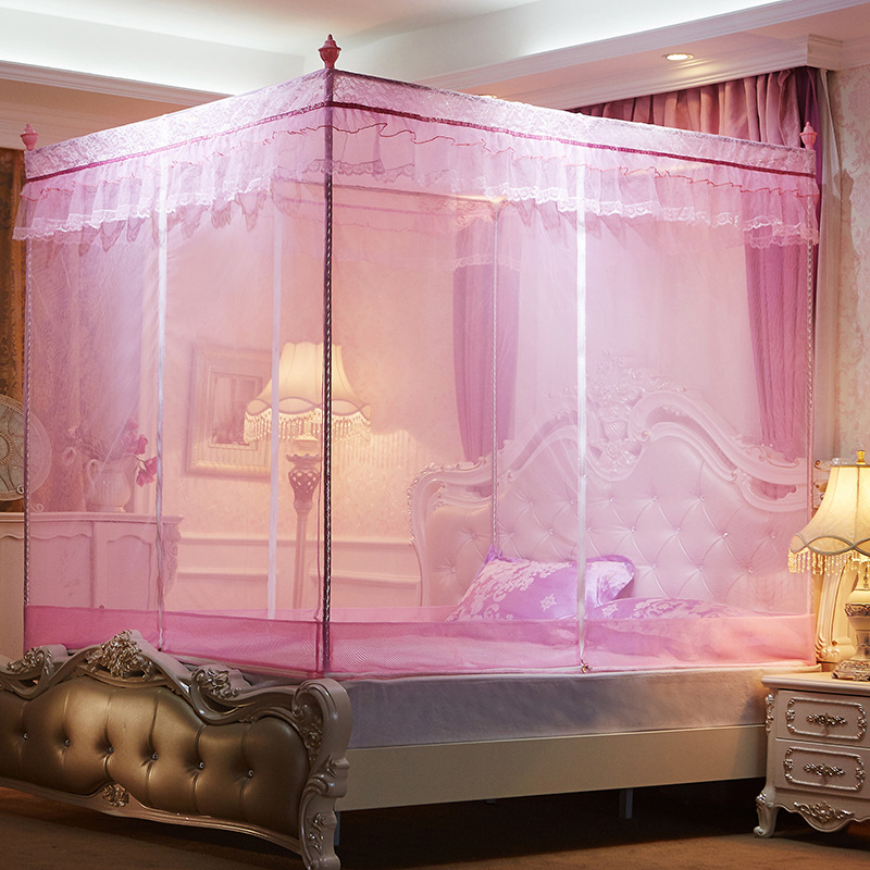 夏季新款宫廷蚊帐 钢丝方顶三开门蚊帐 加粗加高空调蚊帐批发