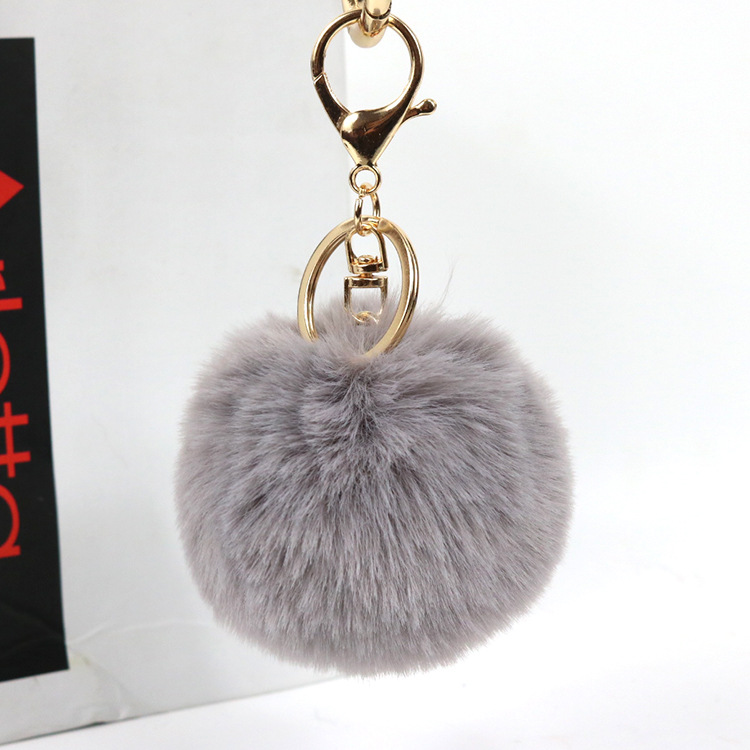 Cute Solid Color Metal Pom Poms Plating Bag Pendant Keychain display picture 2