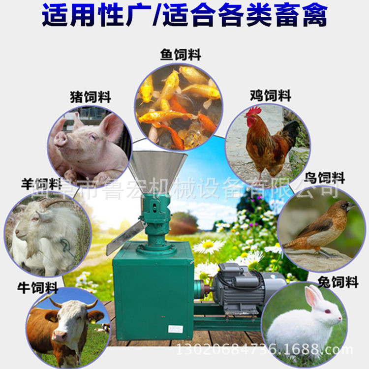 鸡饲料颗粒机 小型家用平模饲料颗粒机 粮食粉末造粒机