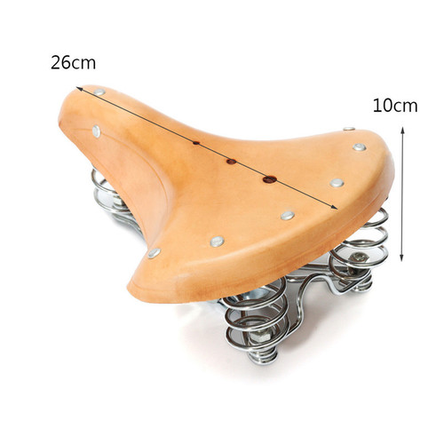 Bicycle cowhide saddle true three-spring cushion retro saddle cowhide saddle seat bag bicycle accessories