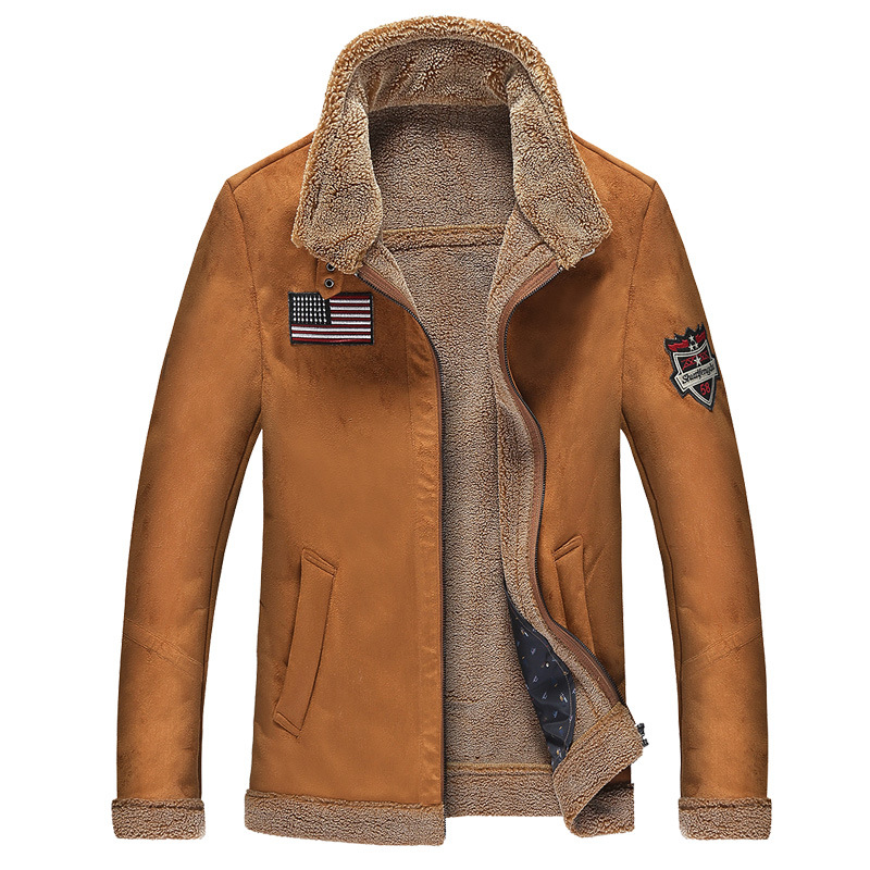 2024 autumn winter new plush style fur integrated cotton jacket, thick and trendy men's plus size_voghion.com