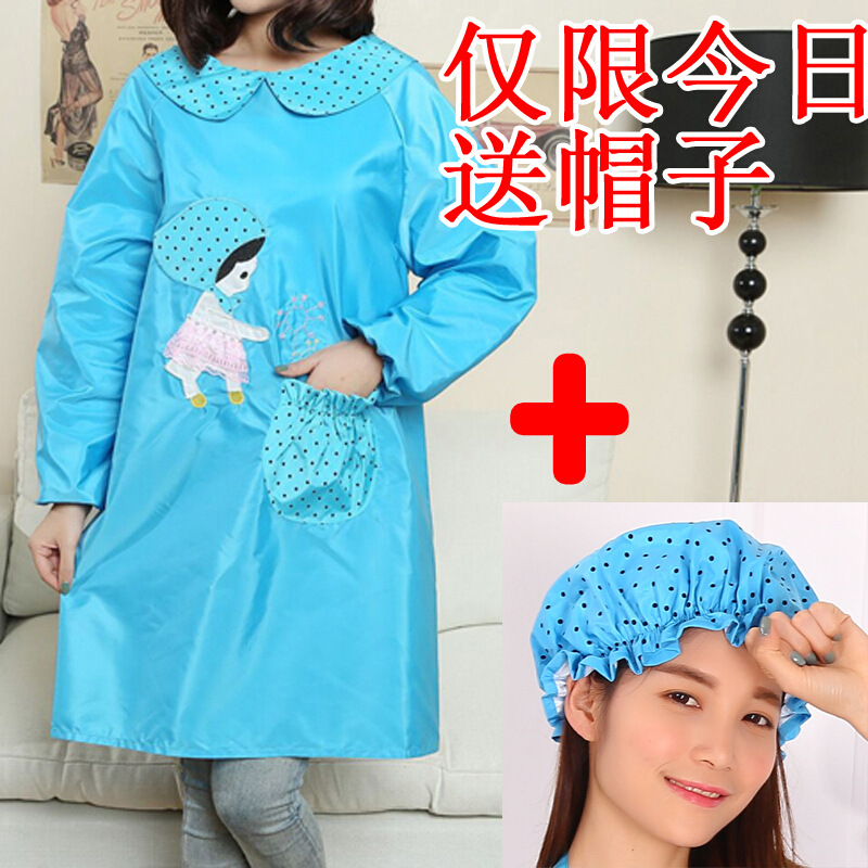 Estilo coreano de moda a prueba de aceite a prueba de agua de manga larga delantal pintura anti-vestirse monos de cocina mono adulto lindo