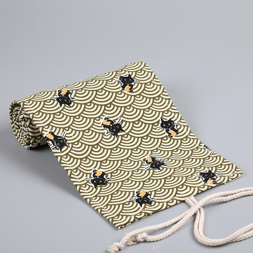 Xiangyun Printed Canvas Art Pencil Case: 12, 24, 36, 48, or 72-Hole High-Capacity Roll-Up Pencil Bag for Colored Pencils, Sketching, and Stationery