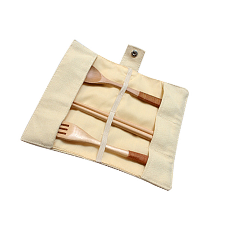 简约折叠款 帆布餐具收纳袋 便携环保 厂家定制logo