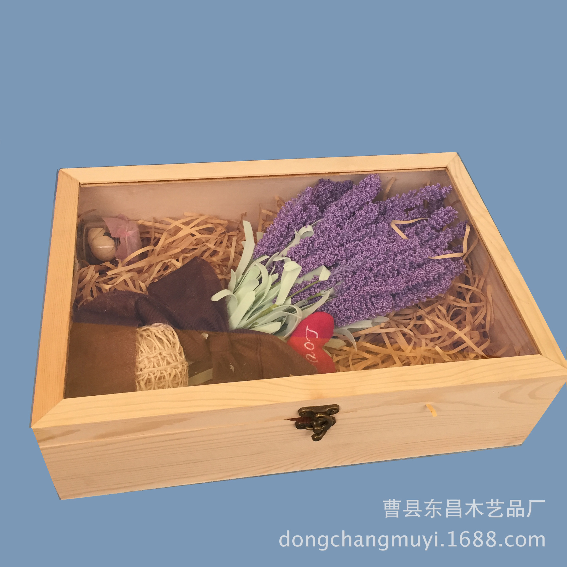透明盖木盒永生花鲜花礼盒七夕圣诞节情人节母亲节超大号原木木盒|ms
