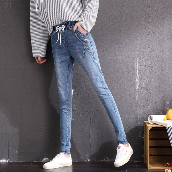 New high Harem pants elastic waist pencil pants thin trousers