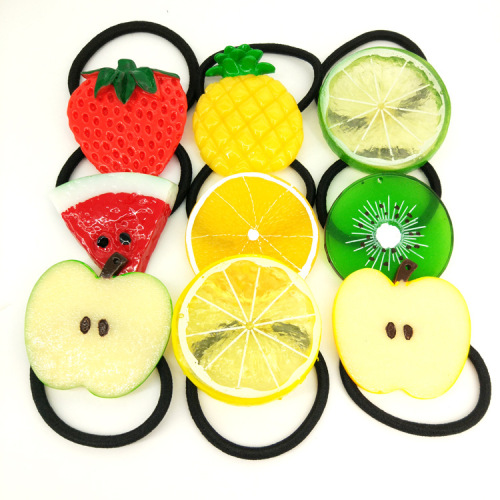 Large simulated fruit slice hair band watermelon pineapple fruit hair rope hair band hair clip 2 yuan store rubber band hair accessories