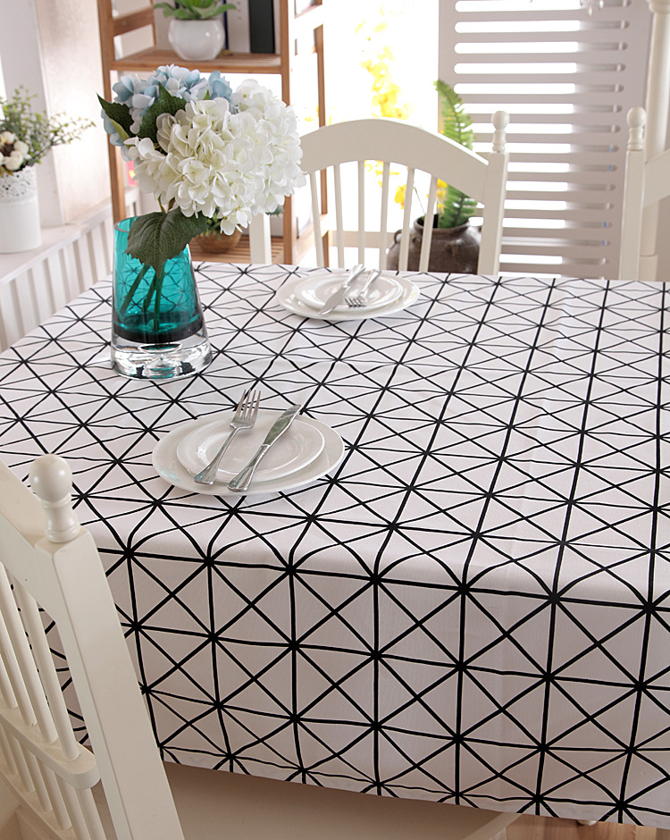 Modern Geometric Tablecloth Cotton Canvas For Kitchen And Dining_voghion.com