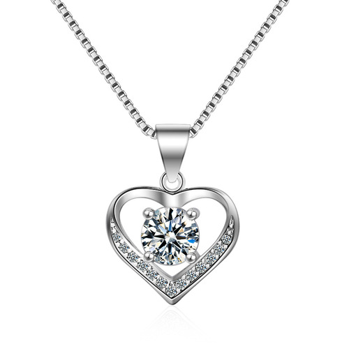 Necklace New Korean Style Simple Versatile Personalized Diamond Heart Pendant Jewelry Manufacturer Wholesale