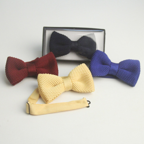 Adult men's student casual British knitted solid color double layer woolen bow tie Shengzhou manufacturer wholesale