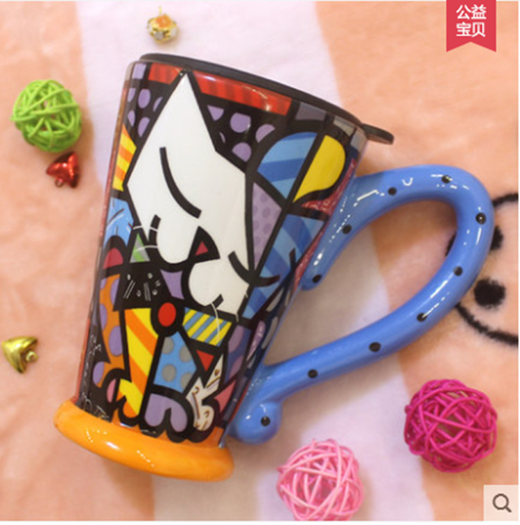台湾仟度 :彩绘杯 陶瓷杯 旅行杯 彩绘陶瓷杯 新马克杯咖啡
