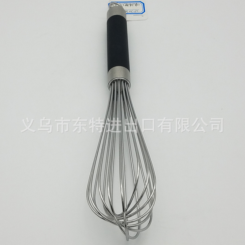 Factory direct sales of stainless steel egg beaters, high-end baking supplies, rubber-coated plastic handles, 8-line manual egg beaters detail image 9