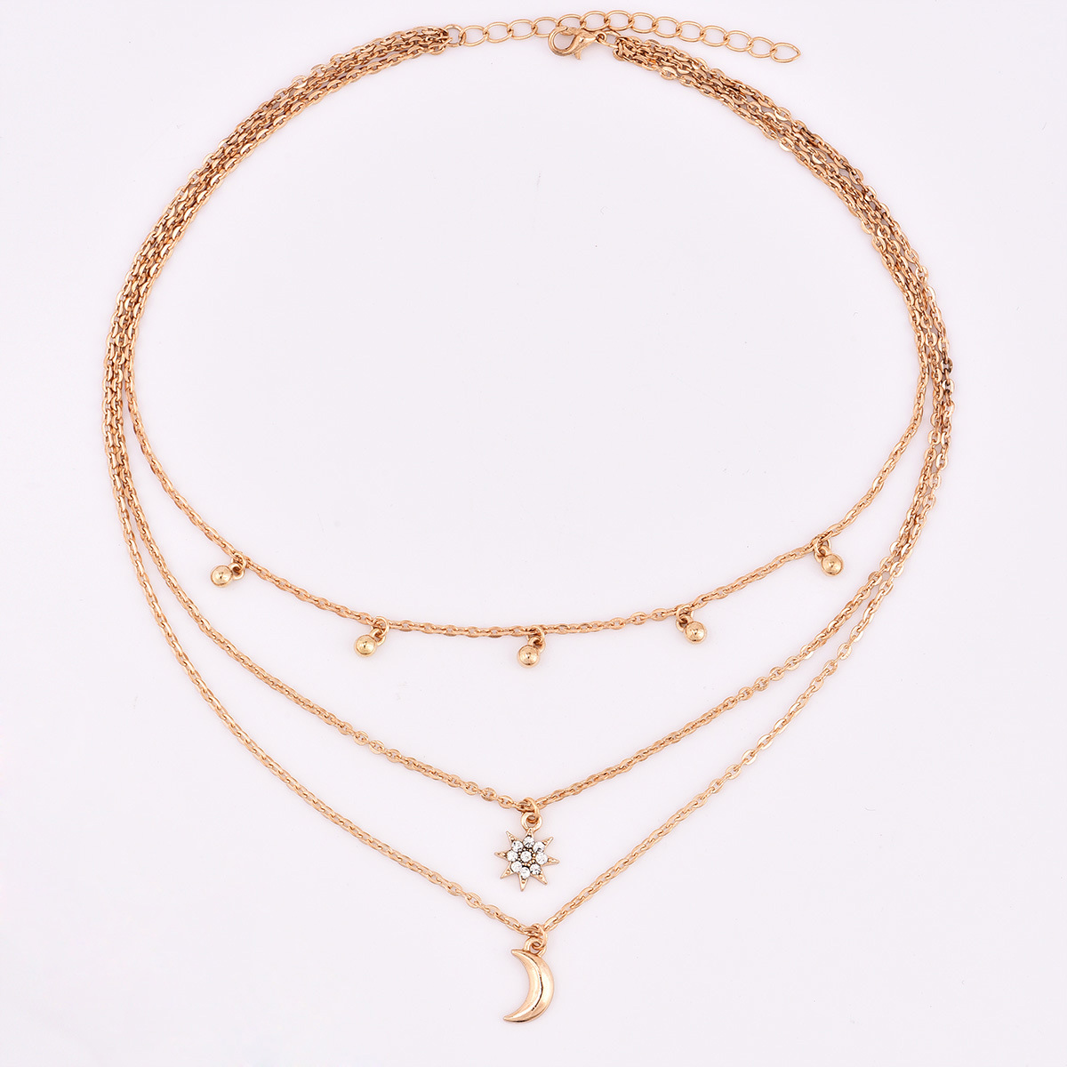 Collier Multicouche De Perles Rondes De Mode Pleine Lune Étoile De Diamant display picture 3