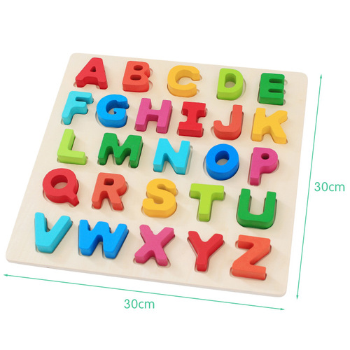 Factory direct sales of wooden numbers and letters for young children, shape recognition, scratching board, baby jigsaw puzzle, early education toys