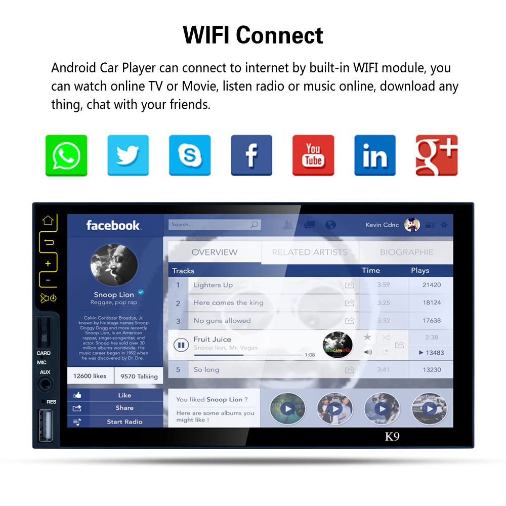 Flash Deal 7" Capacitive Touch Screen Android 6.0 Car Multimedia Player Bluetooth Car DVD Player Wifi GPS Navigation with AM/FM Radio Tuner 2