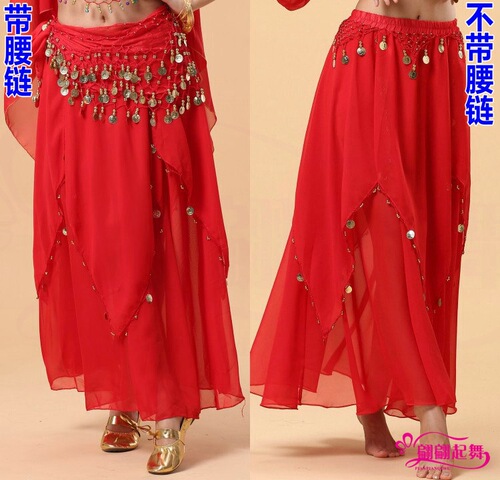 Indian dance performance performance practice clothing skirt adult performance clothing belly dance skirt new chiffon pendant coin skirt