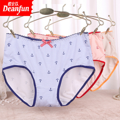 蝴蝶结莫代尔性感内裤 蝶安芬女士中腰海军风提臀透气内裤三角裤|ms
