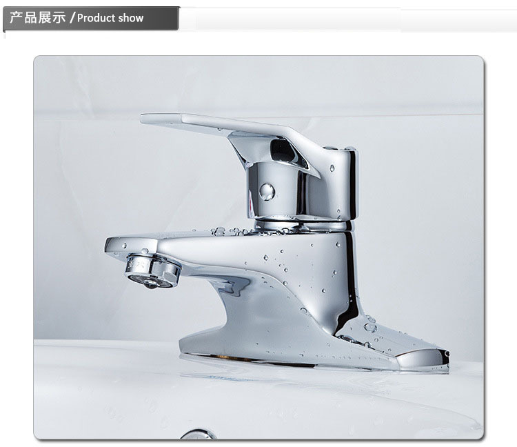 Copper single handle double double-hole direct entry cold and hot water basin faucet, three-hole washbasin faucet details Picture