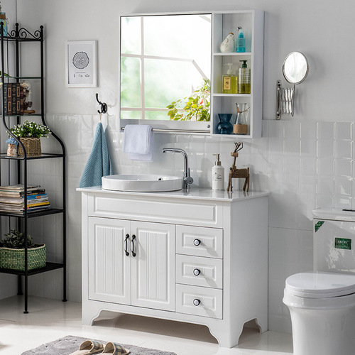 Wholesale solid wood bathroom cabinet combination washbasin simple modern washbasin oak bathroom cabinet