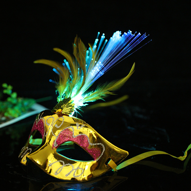 Women Venetian LED Fiber Light Up Mask Masquerade Fancy Dress Party ...