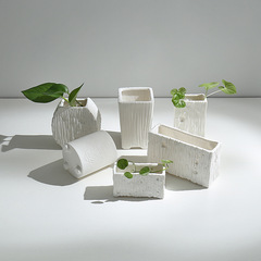 Simple plain-fired hydroponic white ceramic succulent flowerpots creative home modern ornaments desktop decoration pothos flower pot