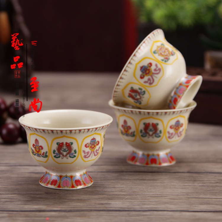 Eight auspicious for cup Tantric Buddhism Artifact Eight for For bowl Tibetan Eight auspicious ceramics