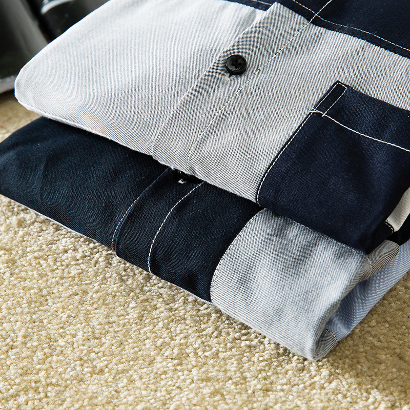 Otoño de los nuevos hombres de estilo coreano slim-fit solapa camisa de manga larga moda casual juventud color camisa a juego ropa de hombre