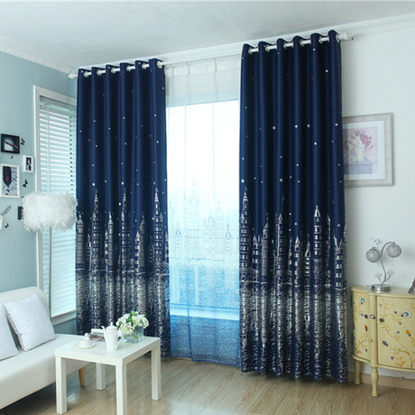 Cartoon Mediterranean Castle Full Blackout Curtain Cloth Living